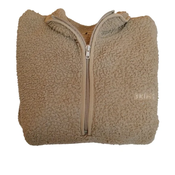 SKIMS Teddy Fleece Pull Over Tan Camel Pocket - Picture 4 of 4